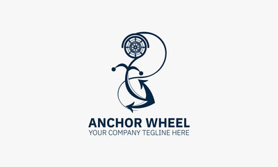 Obraz premium Anchor Wheel Logo Design Template