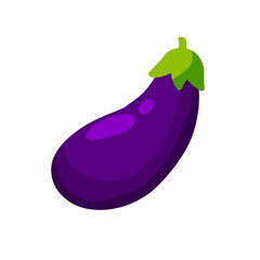 Eggplant. Purple vegetable. Natural vegan food. Flat illustration isolated on white background