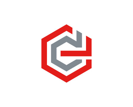 DE initial logo hexagon