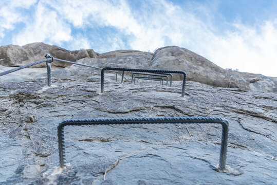 mountain climbing extreme sport in nature in Spain
