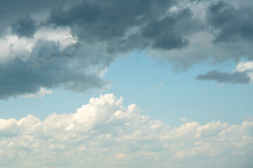 Fototapeta na wymiar Blue sky background with stormy and white clouds.