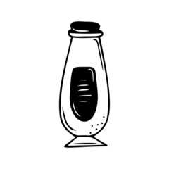 Hand drawn magic bottle isolated on a white background. Doodle, simple outline illustration. It can be used for decoration of textile, paper.