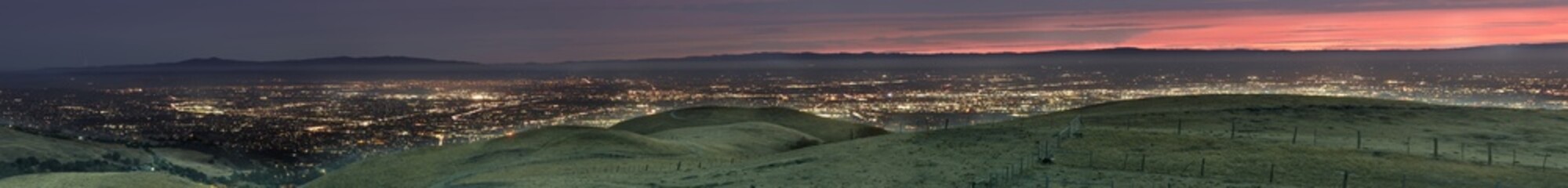 Silicon Valley Aerial Panorama via Sierra Vista Open Space Preserve. Santa Clara County, California, USA.