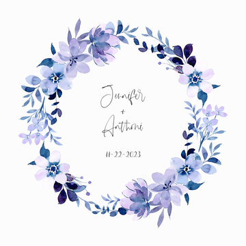 Soft purple floral wreath with watercolor