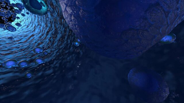 Animate loop   The medical panoramic background, 3d rendering of Cell biology deals with the smallest unit of life.