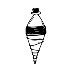 Hand drawn magic bottle isolated on a white background. Doodle, simple outline illustration. It can be used for decoration of textile, paper.
