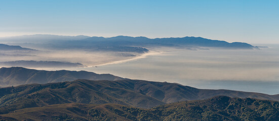 View of the San Francisco coastline on a lite foggy morning from Mt. Tamalpais