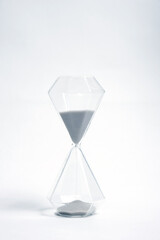 Hourglass on a white background, passing time.