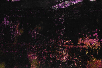 colorful shiny stitches, scratches, spots on black painted metallic background