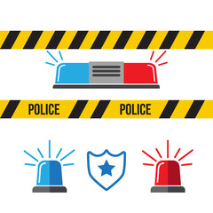 Siren set. Police flasher or ambulance flasher. Siren police lig