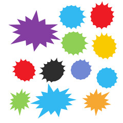 Bursting speech star set. Starburst isolated icons set