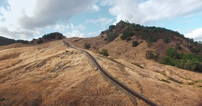 Drone footage of trail in Wine country California