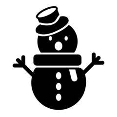 Vector Snowman Glyph Icon Design