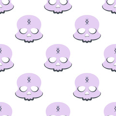 seamless pattern with mystical skull on white