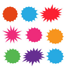Starburst explosion comic shapes vector. Speech boom bubbles