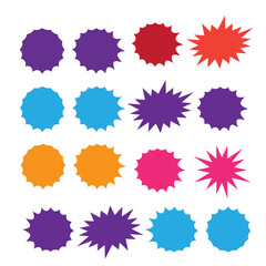 Starburst explosion comic shapes vector. Speech boom bubbles