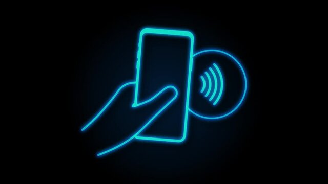 Contactless wireless pay sign logo. NFC technology. Motion graphics.
