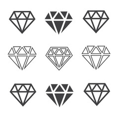 Diamond icons set. Diamond sign set vector