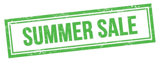 SUMMER SALE text on green grungy vintage stamp.