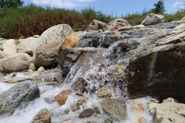Water Flowing over Rocks in a Small Stream