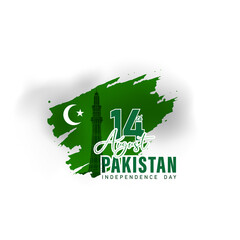 Happy Pakistan Independence Day-14th August. - Vector