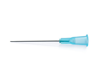 Disposable syringe needle isolated on white. Medical equipment