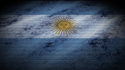 Argentina Realistic Flag, Old Worn Fabric Texture Effect, 3D Illustration