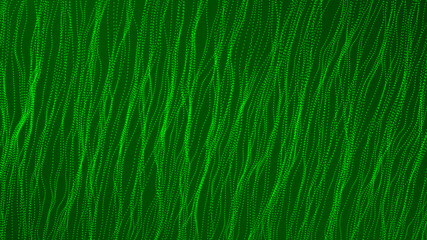 Digital technology background. Abstract dynamic wave of connected dots and lines on dark background. Wave of bright particles. Big data. 3d rendering.