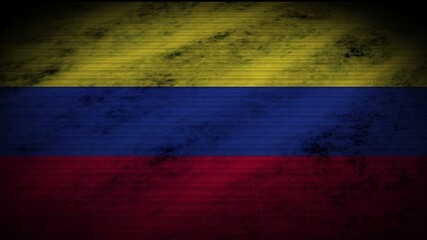 Colombia Realistic Flag, Old Worn Fabric Texture Effect, 3D Illustration