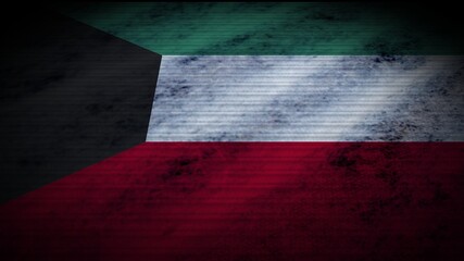 Kuwait Realistic Flag, Old Worn Fabric Texture Effect, 3D Illustration