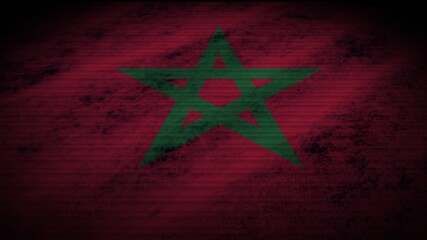 Morocco Realistic Flag, Old Worn Fabric Texture Effect, 3D Illustration