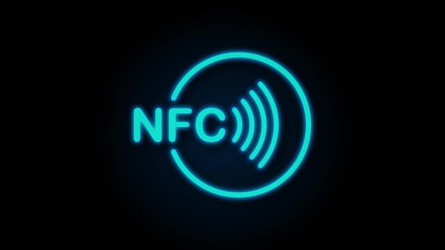 Contactless wireless pay sign logo. NFC technology. Motion graphics.