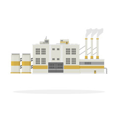 Naklejka premium Factory Power Plant Industrial Building Flat Icon Vector