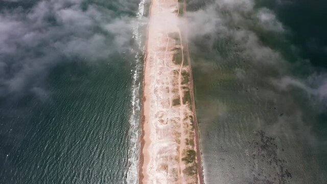 Aerial view of the beach on the sand spit