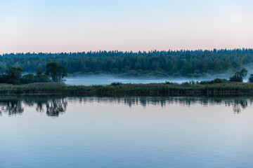 Beautiful morning landscape on the Svir river