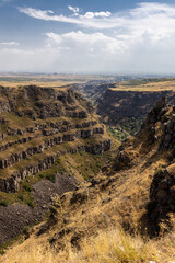 Fototapeta na wymiar The Kasasgh river canyon at Saghmosavank monastery, Armenia. 