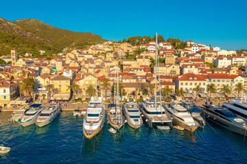 Aerial view of Hvar town on Hvar island, Croatia