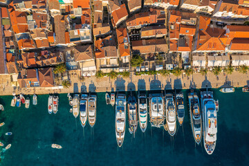 Fototapeta na wymiar Aerial view of Hvar town on Hvar island, Croatia