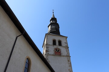 L'eglise catholique Saint Gervais et Saint Protais, vue de l'exterieur, ville de Saint Gervais les Bains, departement de Haute Savoie, France