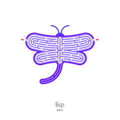 Abstract maze insect. Educational game for children, logic and thinking. Color puzzle. Labyrinth conundrum. Vector illustration isolated on white background. One Entrance, One Exit. Cartoon style.