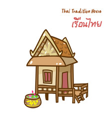 Cartoon tradition thai house vector