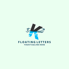 Letter K Water Plane Logo Design Vector Graphic Icon Emblem Illustration