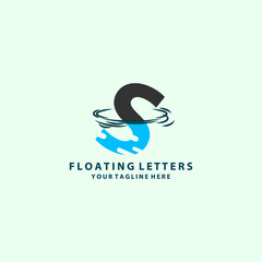 Fototapeta premium S uppercase letter with water reflection effect vector illustration. Wavy letter design for logo, emblem, label, card, company name, business or web page graphic element.