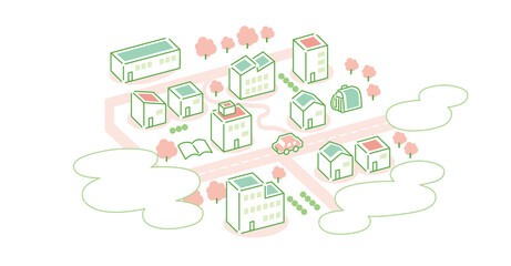 春の小さな穏やかな街