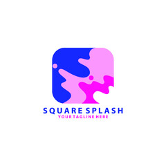 Vector illustration of abstract colored square. Abstract splash, liquid shape. Background for poster, cover, banner, placard. Logo design