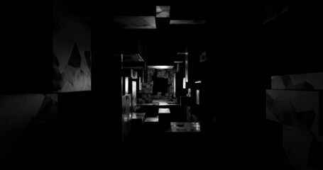 Abstract dark room background. 3D rendering.