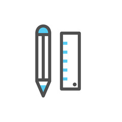 pencil and ruler eraser vector illustration on white background