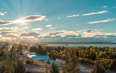 Town of Calafate, Santa Cruz, Argentina.  Typical clouds of patagonia