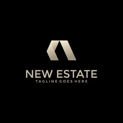 New Innovation Real Estate Logo. Gold Logo Design Template