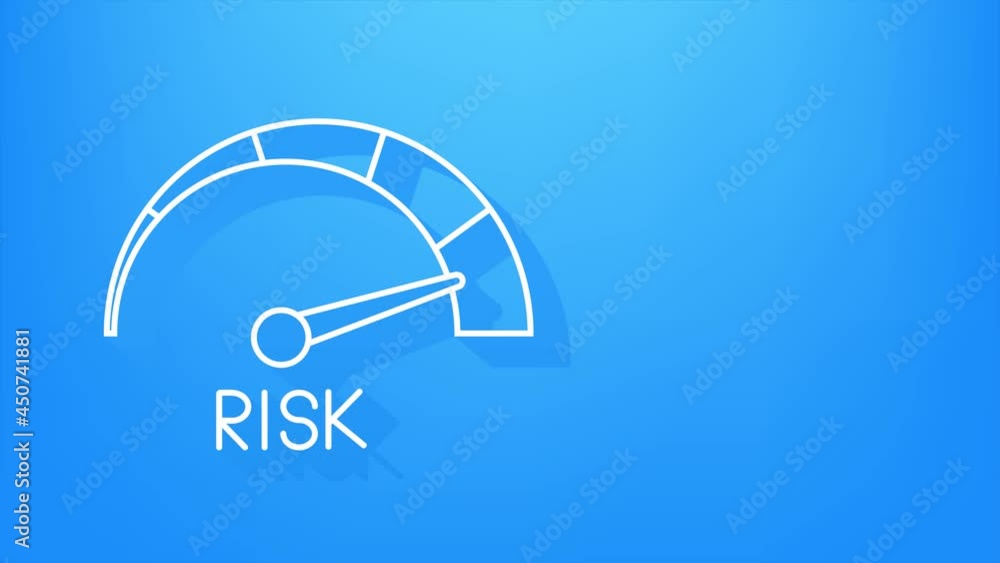 Poster risk icon on speedometer. high risk meter. motion graphics.